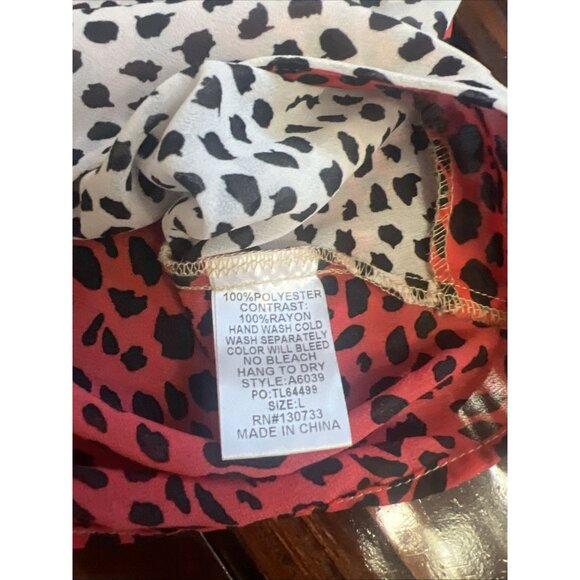 UMGEE Top Womens Large Multicolor Mix Leopard Print Ruffle Sleeves Blouse - Picture 10 of 10